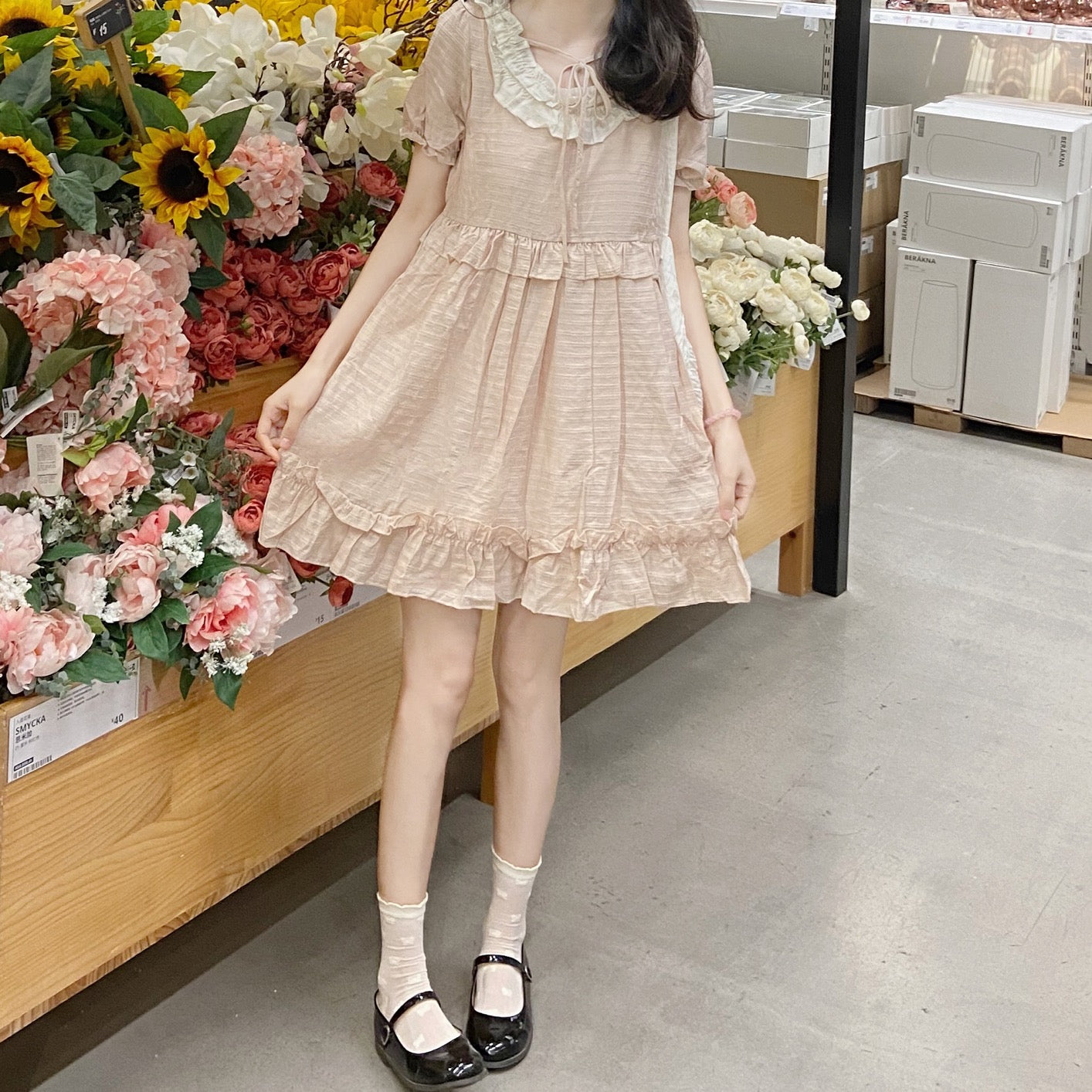 Bonnie Pastel Pink Oversized Kawaii Aesthetic Dress 