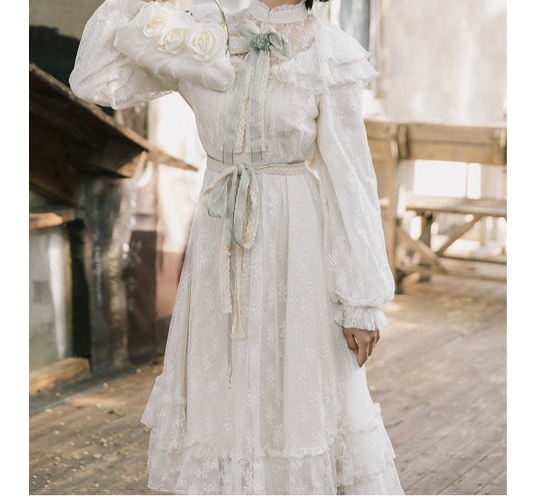 Bozana Romantic Victorian Vintage Lace Cottagecore Dress 