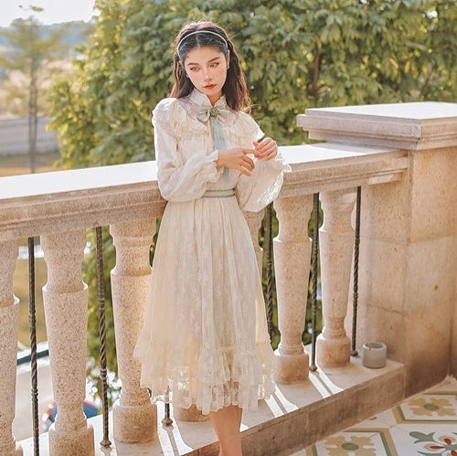 Victorian Lace Dress with Modern Layers