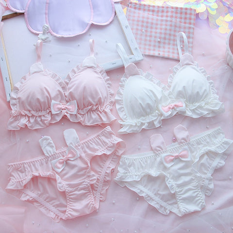 Bunny Ear Kawaii Nymphet Ruffle Lolita Lingerie Set 