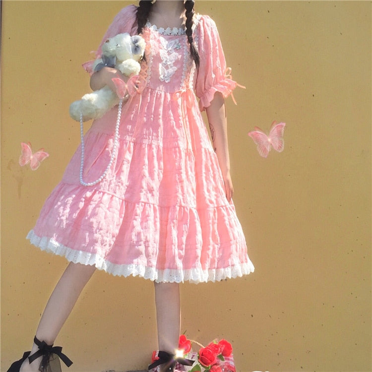 Butterfly Embroidered Kawaii Princess Dress 