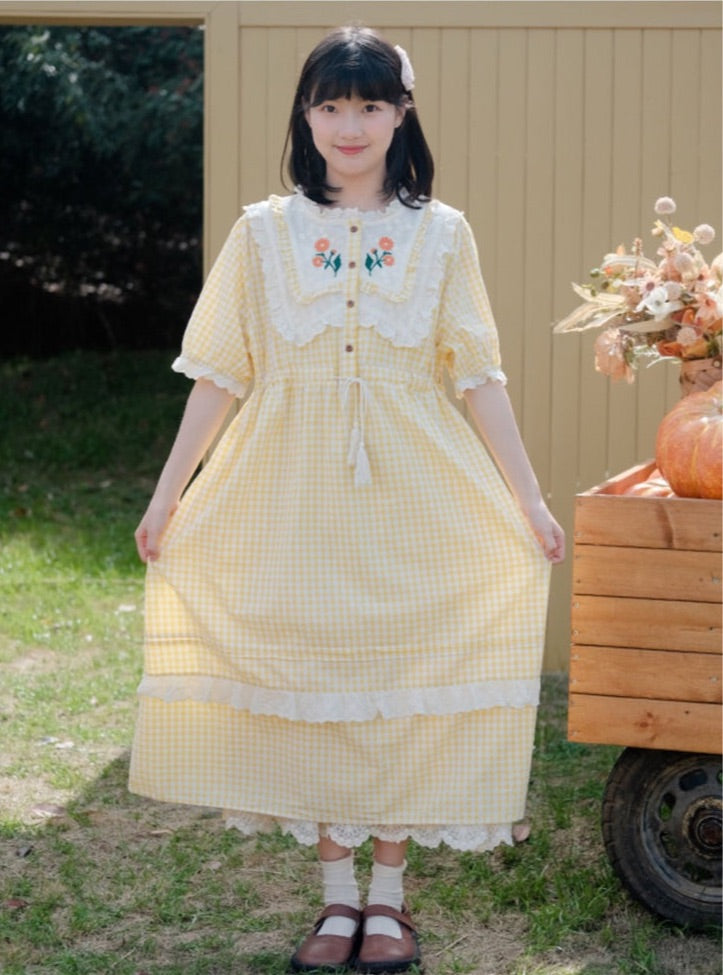 Calendula Pastel Yellow Cottagecore Dress 