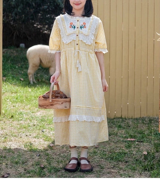 Calendula Pastel Yellow Cottagecore Dress 
