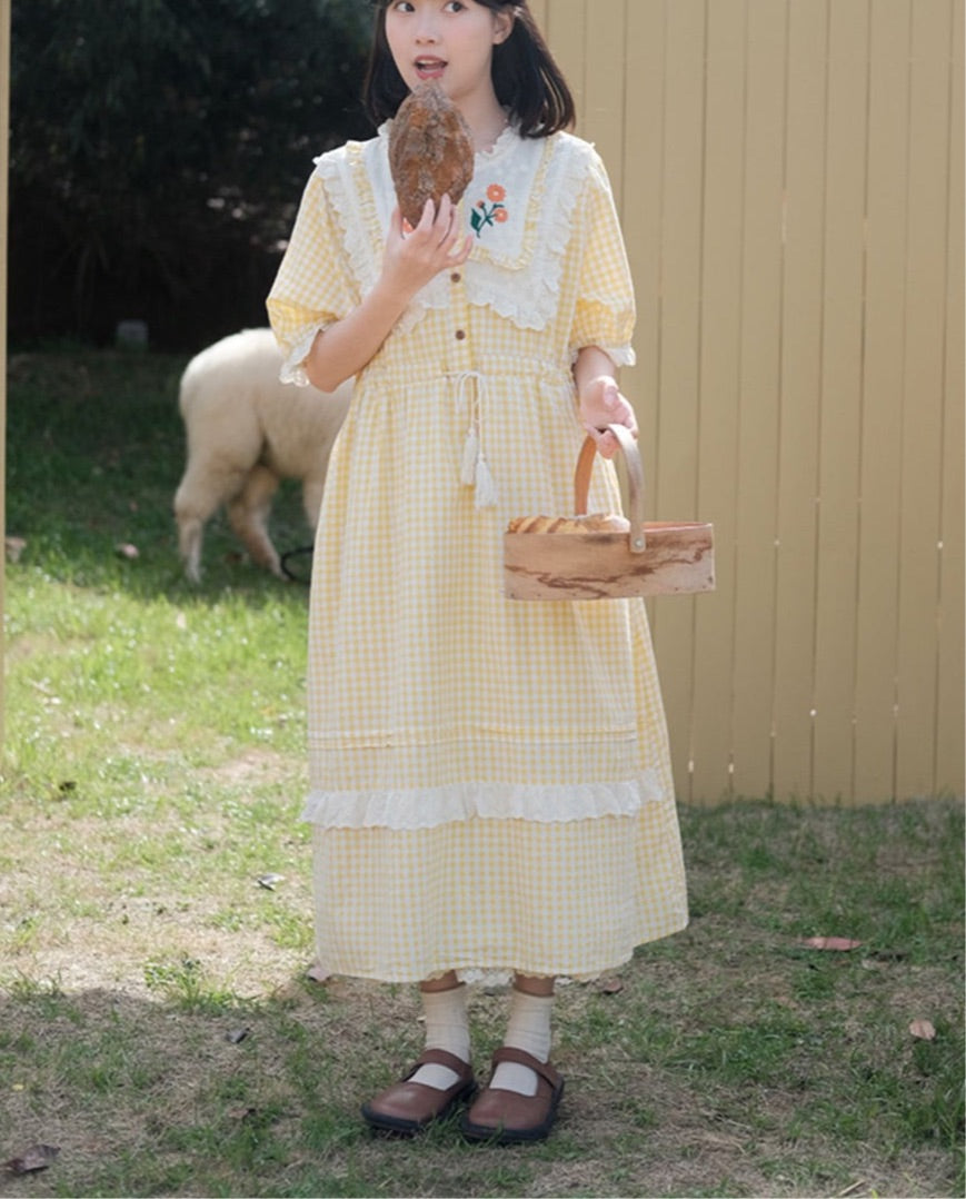 Calendula Pastel Yellow Cottagecore Dress 