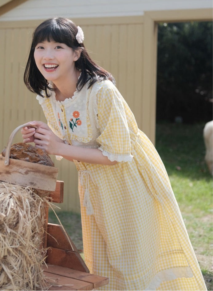 Calendula Pastel Yellow Cottagecore Dress 