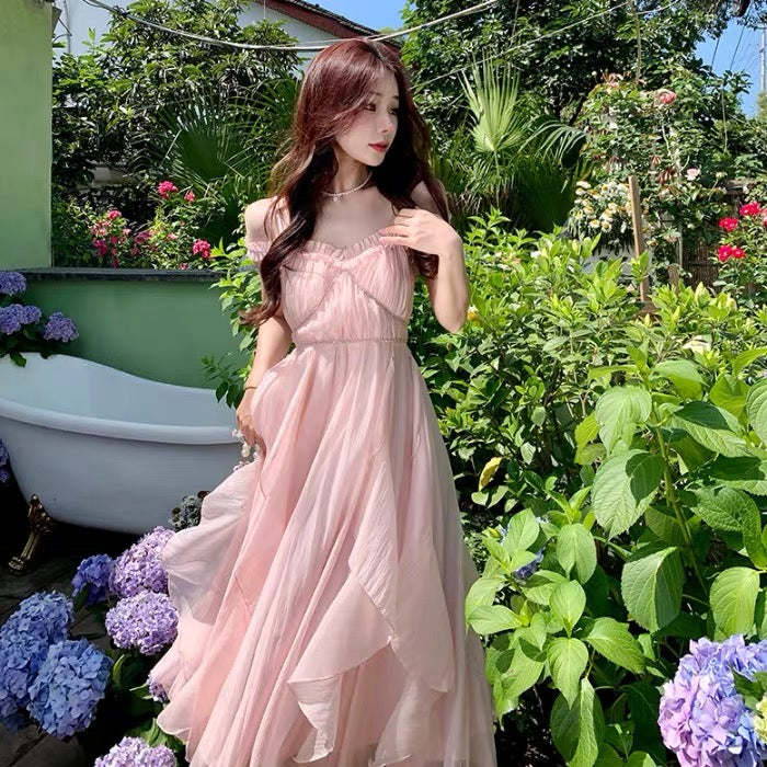Pink Fairy Floral Dress. Fairy Dress. Cottage Core Dress. Vintage Dress.  Floral Dress. | A line prom dresses, Pretty dresses, Midi prom dress