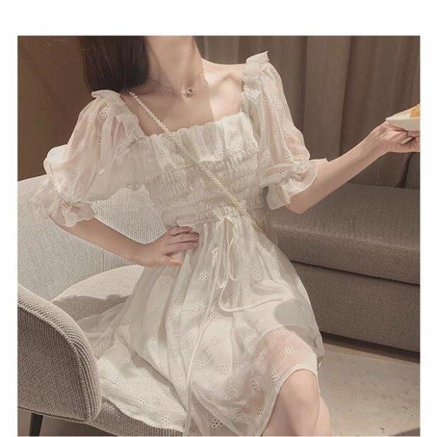Camelia White Casual Nymphet Fashion Cottage Fairy Dress 