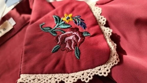 Celestia Vintage-Aesthetic Flower Embroidered Chiffon Shirt 