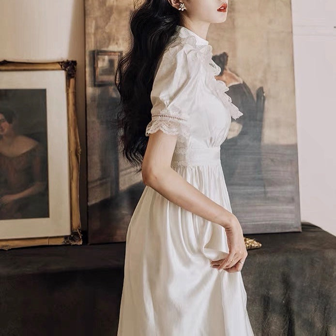 Chantelle Romantic Academia Flower Embroidered Vintage-style Dress 