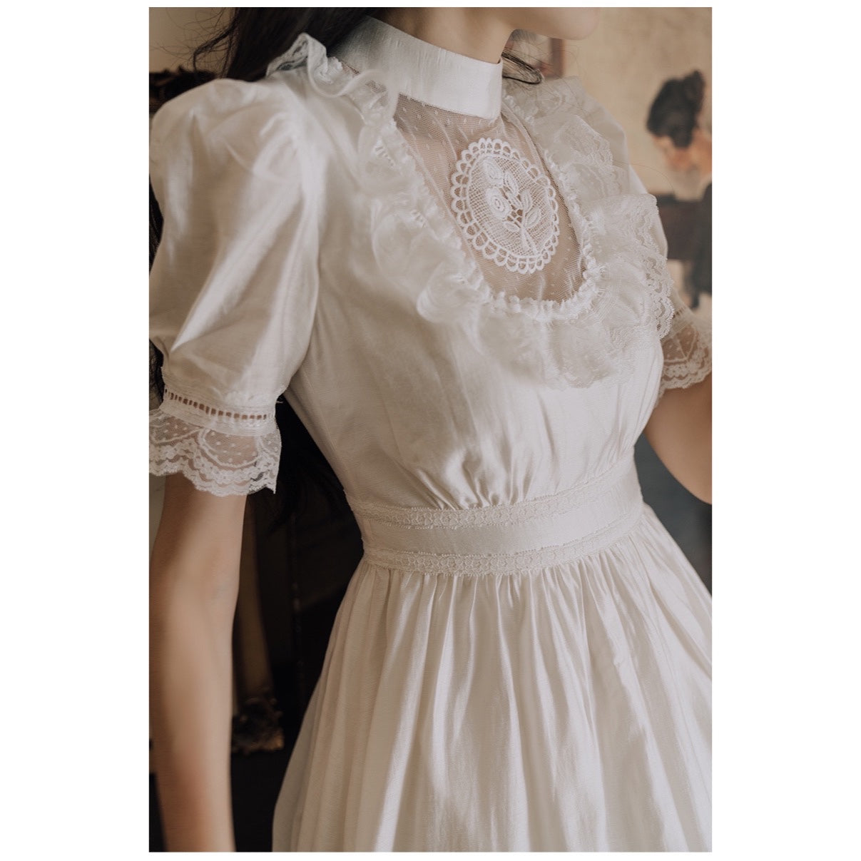 Chantelle Romantic Academia Flower Embroidered Vintage-style Dress 