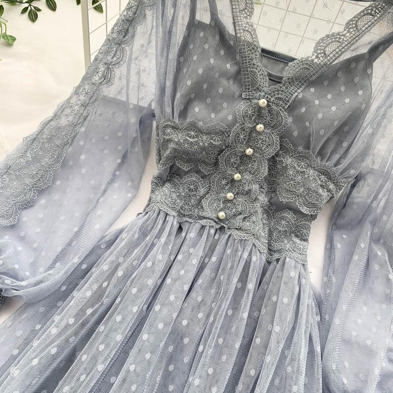ChloeeMidnight Vintage-Aesthetic Lace Fairy Dress 