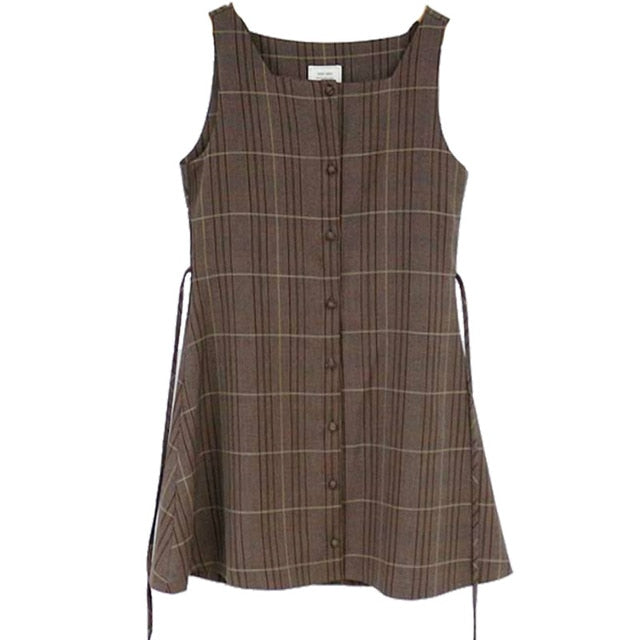 Plaid Vintage-Style Pinafore Mini Dress Dark Academia Fashion Plaid Vintage-Style Pinafore Mini Dress Dark Academia Fashion