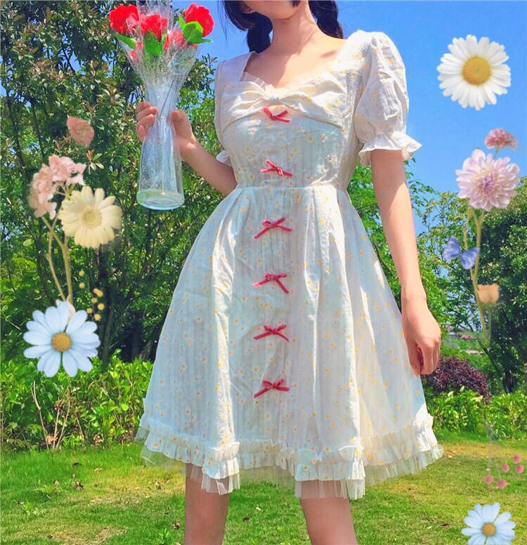 Daisy Kawaii Princess Short Sleeve Summer Dolly Dress 