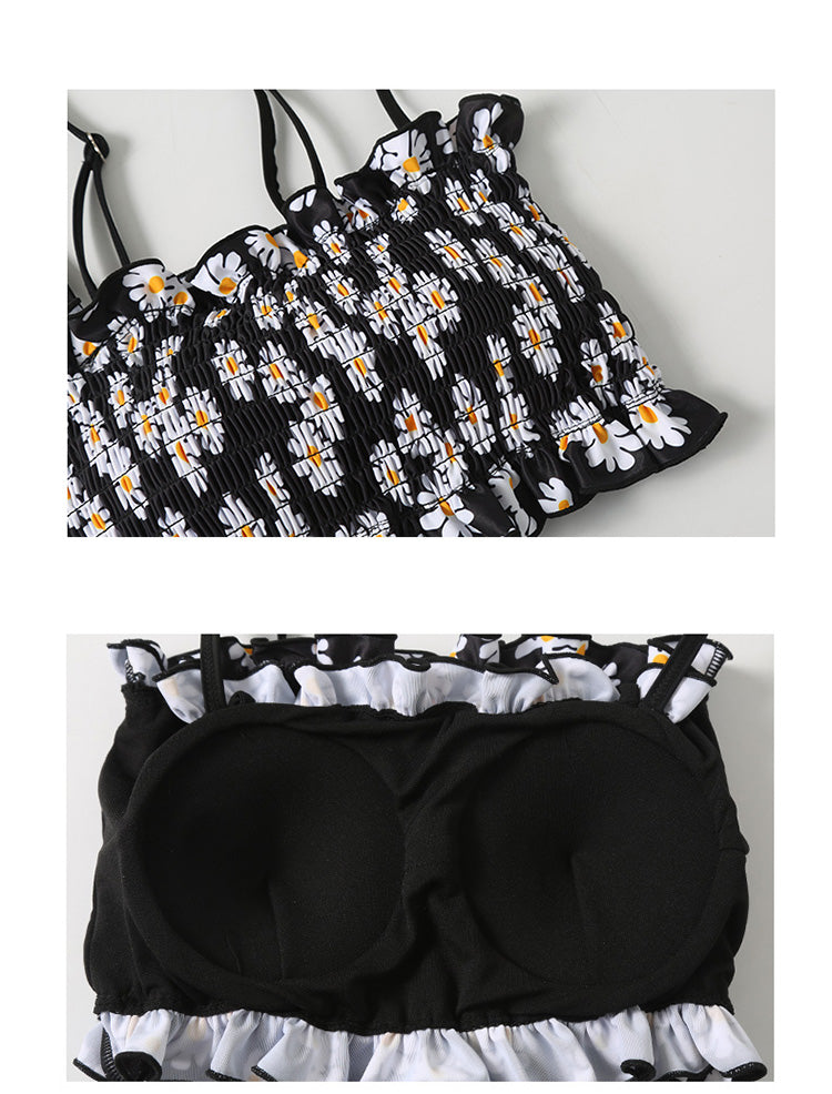 Daisy Print Ruffle Swimsuit Set 