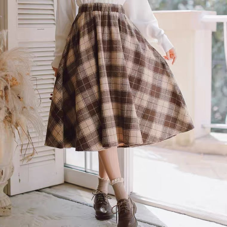 Draped Checked Wool Blend Midi Skirt in Multicoloured - Polo Ralph Lauren |  Mytheresa