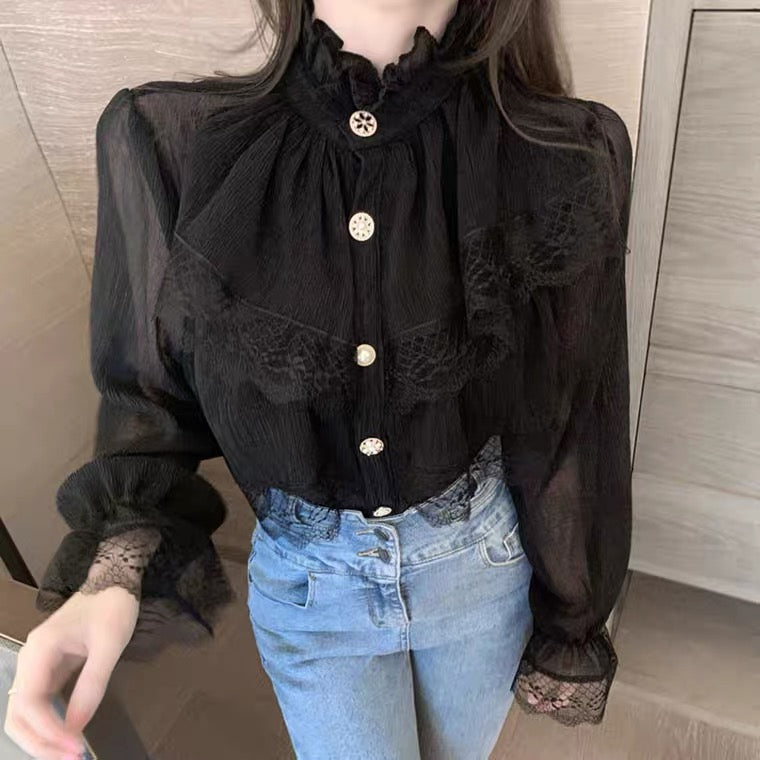 Dark Romantic Gothic Lace Blouse 