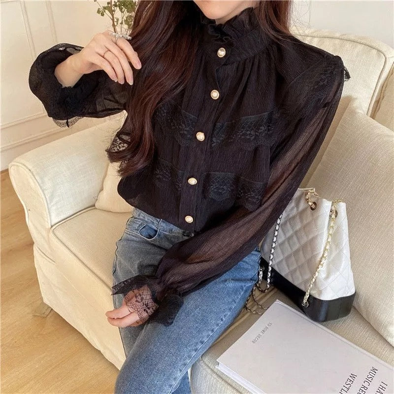 Dark Romantic Gothic Lace Blouse 