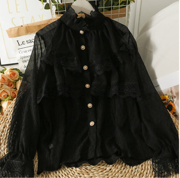 Dark Romantic Gothic Lace Blouse 