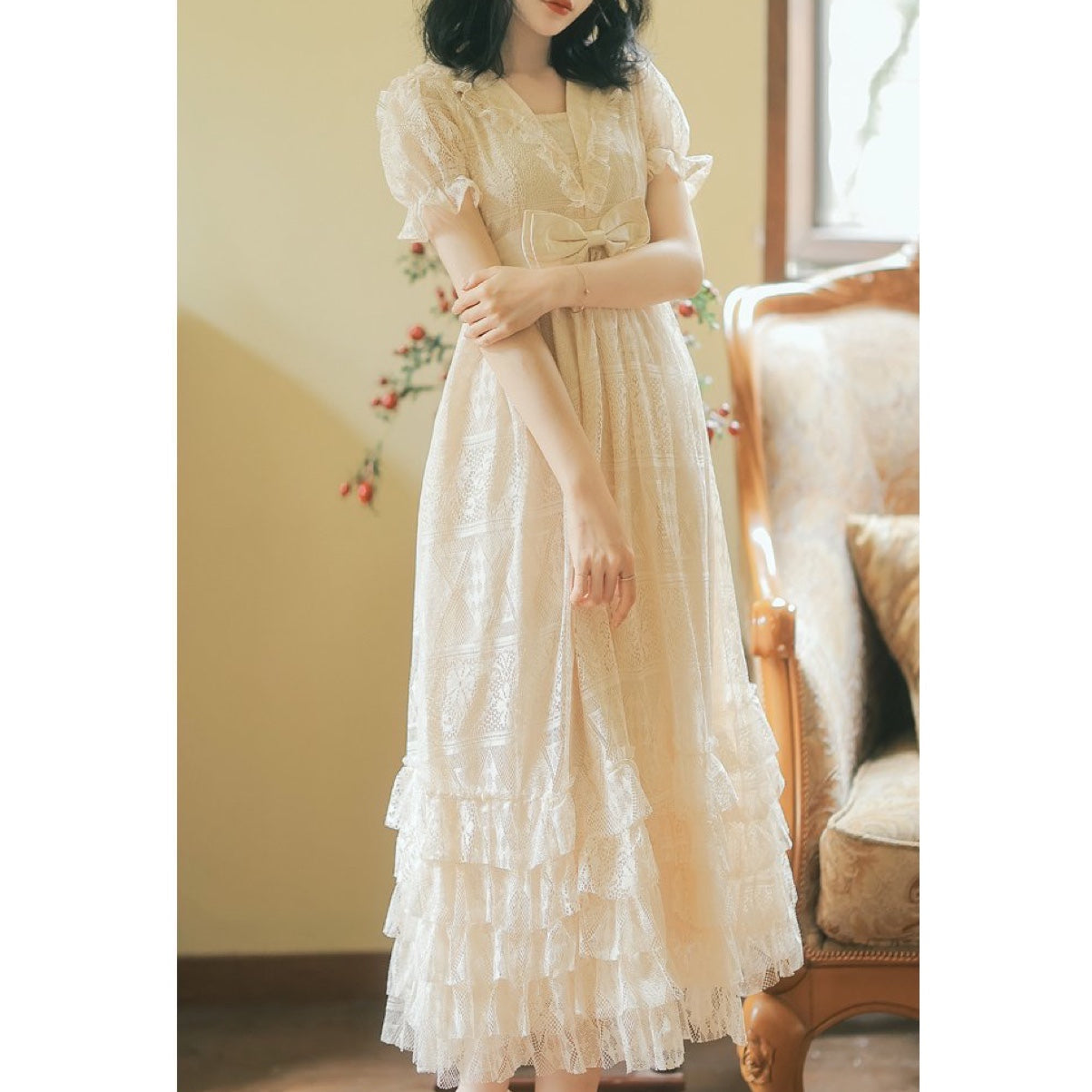 Dolly Heart Vintage-style Royalcore Lace Princess Dress 