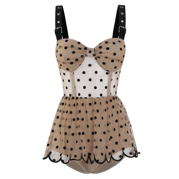 Eve Vintage-style Polka Dot Skirted Swimsuit Bathing Suit 