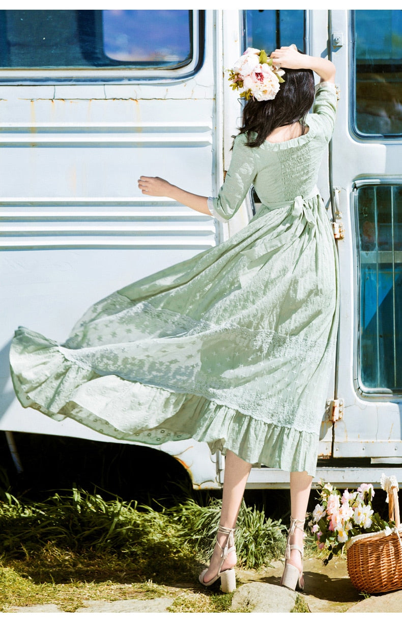 Field Trip Vintage-style Lace Cotton Cottagecore Dress 
