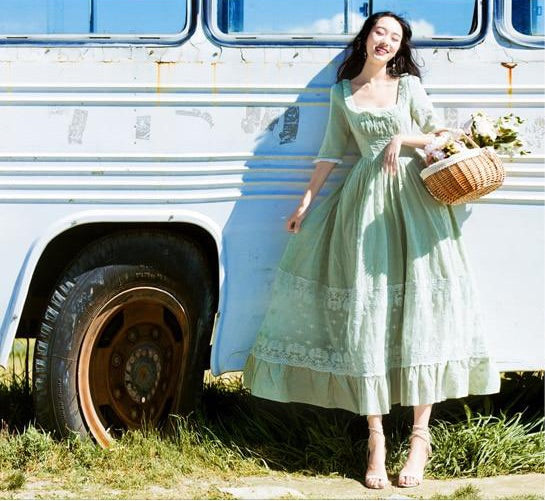 Field Trip Vintage-style Lace Cotton Cottagecore Dress 