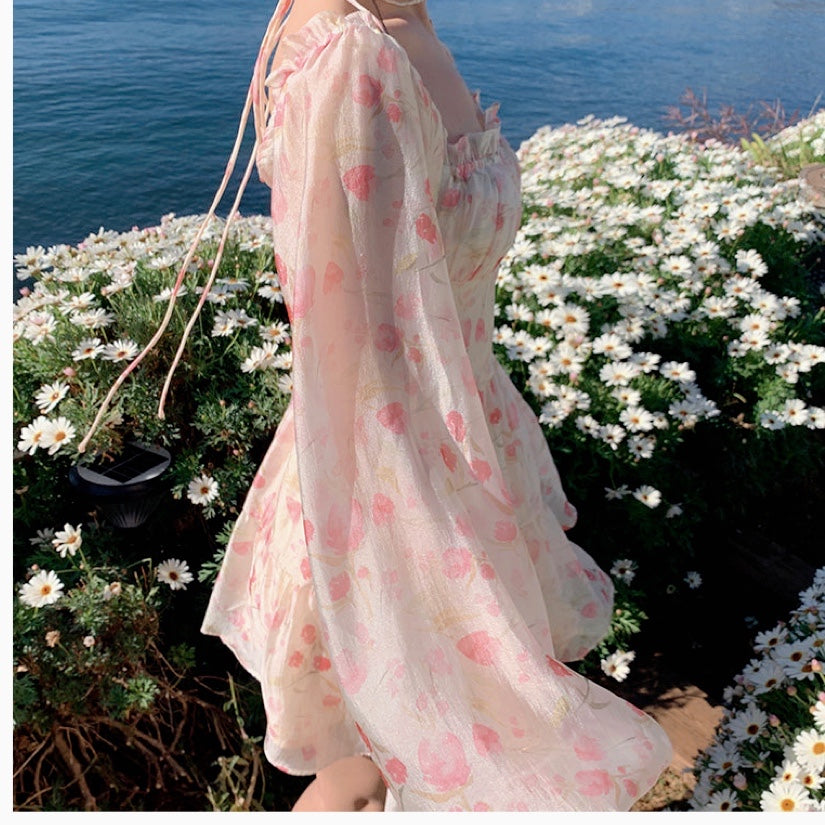 Flower-Glow Off-shoulder Romantic Fairy Princess Dress 