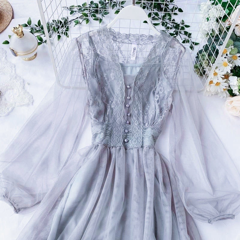 Foggy Garden Lace Fairy Dress 