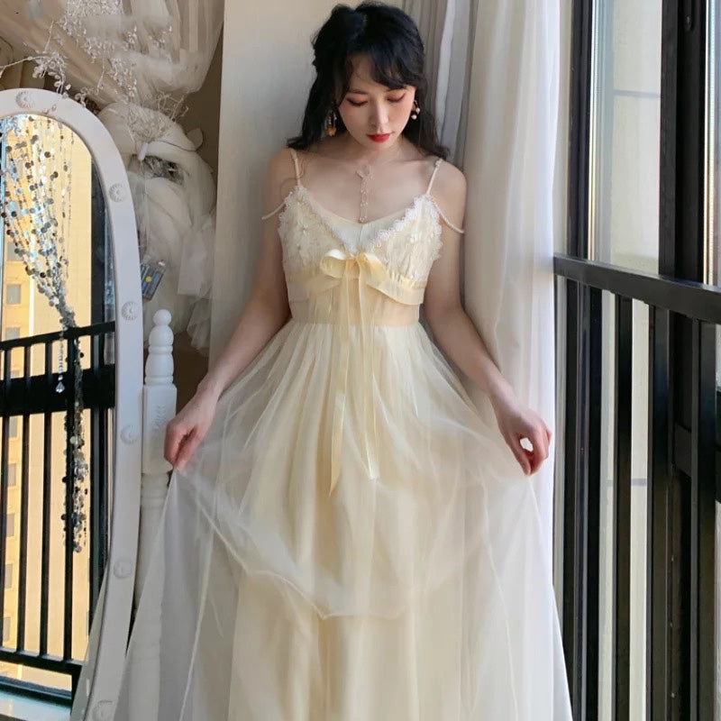 Gold Fortune Vintage-Aesthetic Romantic Fairy Princess Dress 