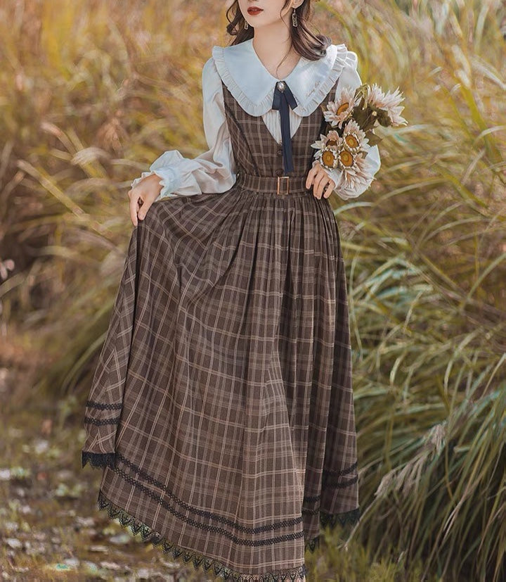 Dark Academia Plaid Dress Cottagecore Fashion Plaid Fall Dress Dark Academia Plaid Dress Cottagecore Fashion Plaid Fall Dress