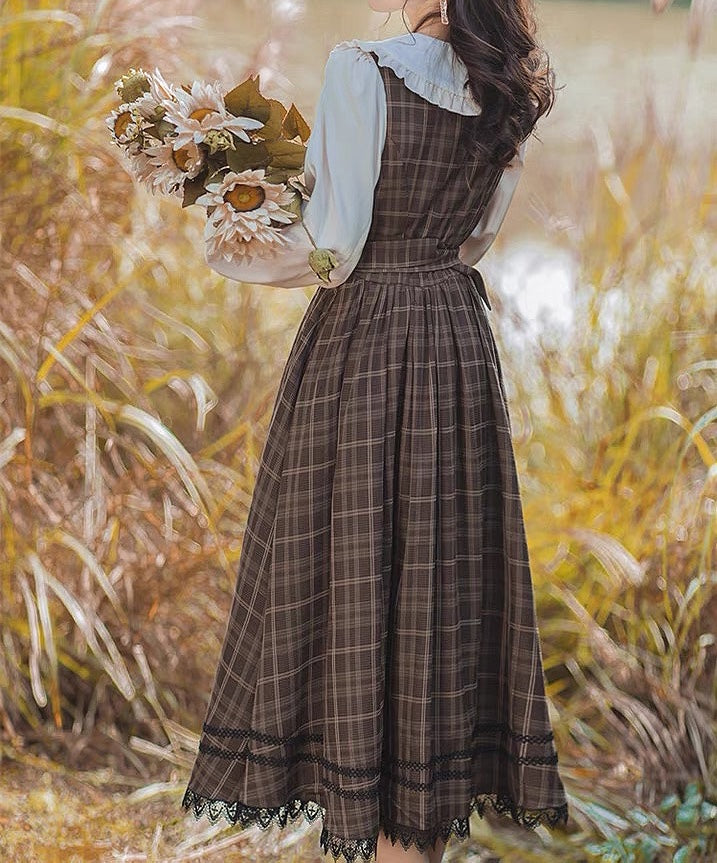 Dark Academia Plaid Dress Cottagecore Fashion Plaid Fall Dress Dark Academia Plaid Dress Cottagecore Fashion Plaid Fall Dress