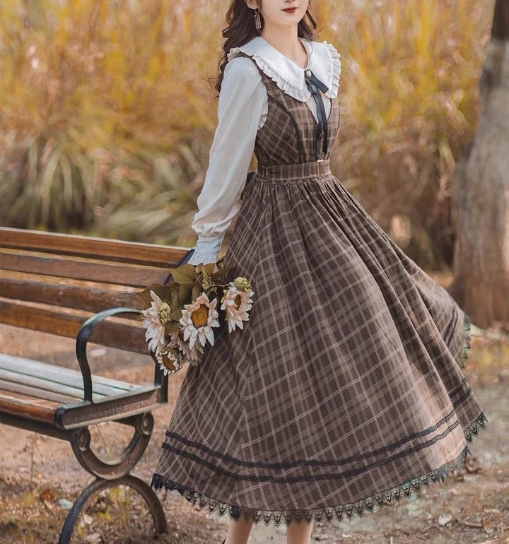 Dark Academia Plaid Dress Cottagecore Fashion Plaid Fall Dress Dark Academia Plaid Dress Cottagecore Fashion Plaid Fall Dress