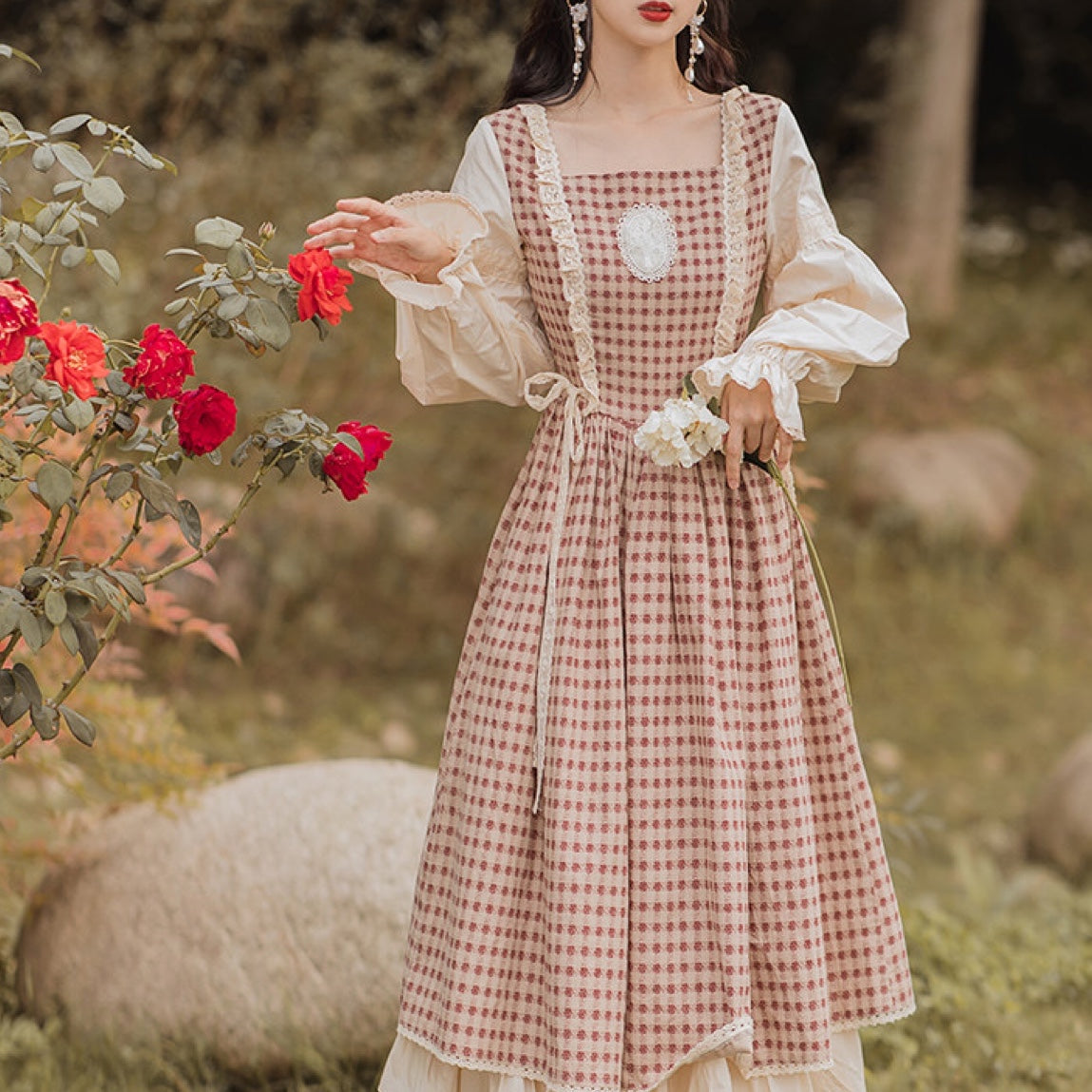 Honeyfield Plaid Vintage-style Cottagecore Dress 