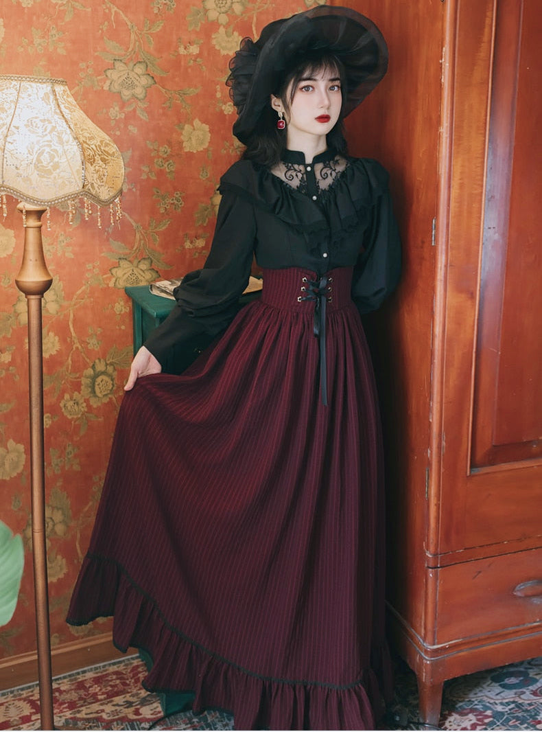 goth cottagecore dress 2025 Women's Dress Retro Style for Women Solid Color Trumpet Sleeve Gothic Clothing Hoodie Long Princess Dress