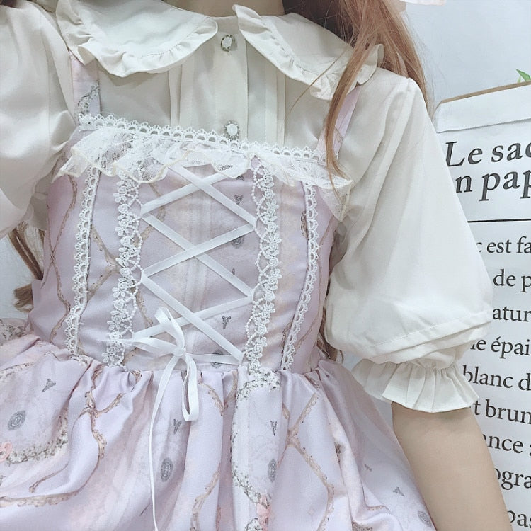 Kawaii Lolita Peter Pan Collar Short Sleeve Ruffle Blouse 