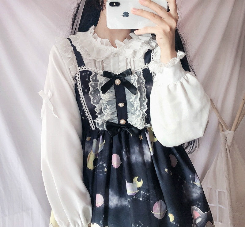 Kawaii Princess White Long Sleeve Lolita Shirt 