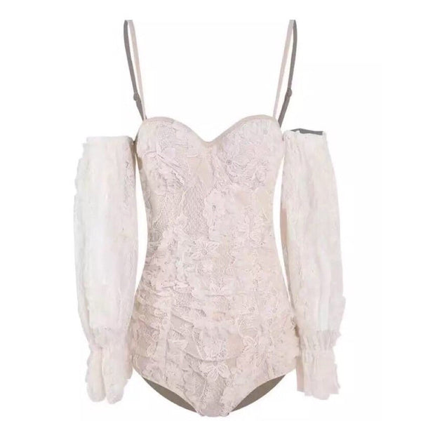 Lace Off-shoulder One Piece Swimsuit 