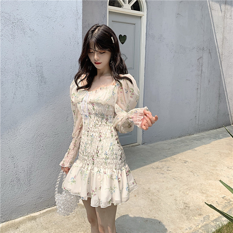 Laura Floral Off-shoulder Chiffon Fairy Nymphet Mini Dress 
