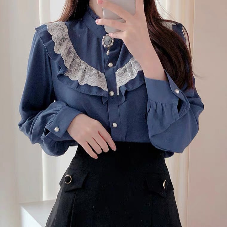 Light Academia Victorian Lolita Blouse with Cameo 