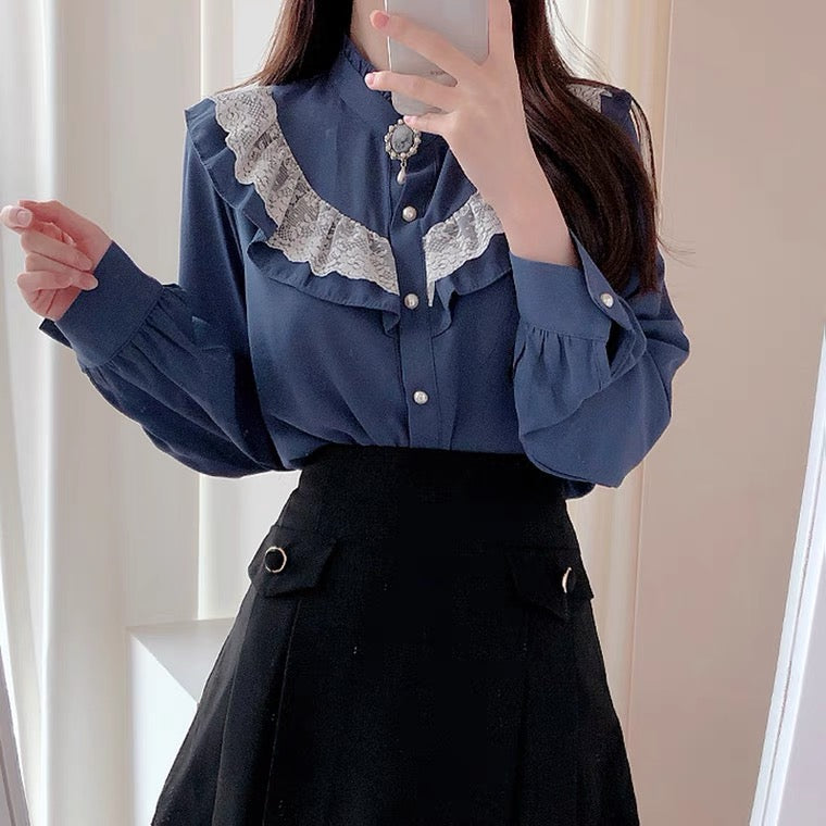 Light Academia Victorian Lolita Blouse with Cameo 