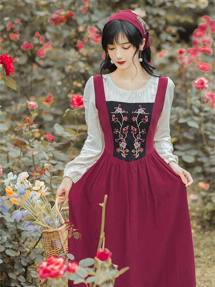 Cottage Witch Dress with Headscarf Village Witch Cottagecore Dress Cottage Witch Dress with Headscarf Village Witch Cottagecore Dress