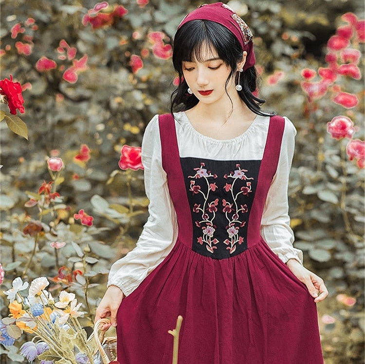 Cottage Witch Dress with Headscarf Village Witch Cottagecore Dress