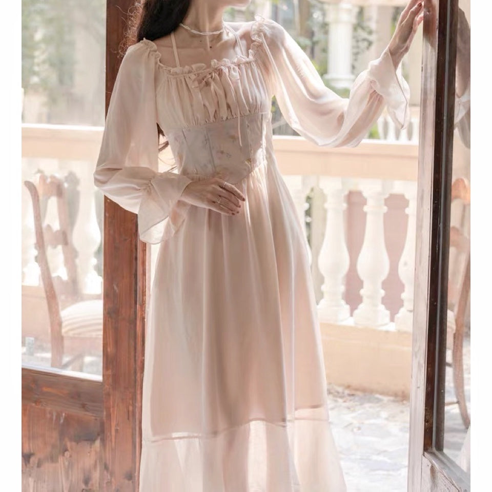 Marigold Blush Romantic Academia Vintage-style Dress 