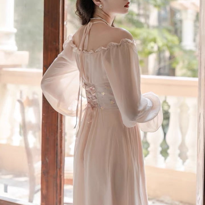 Marigold Blush Romantic Academia Vintage-style Dress 