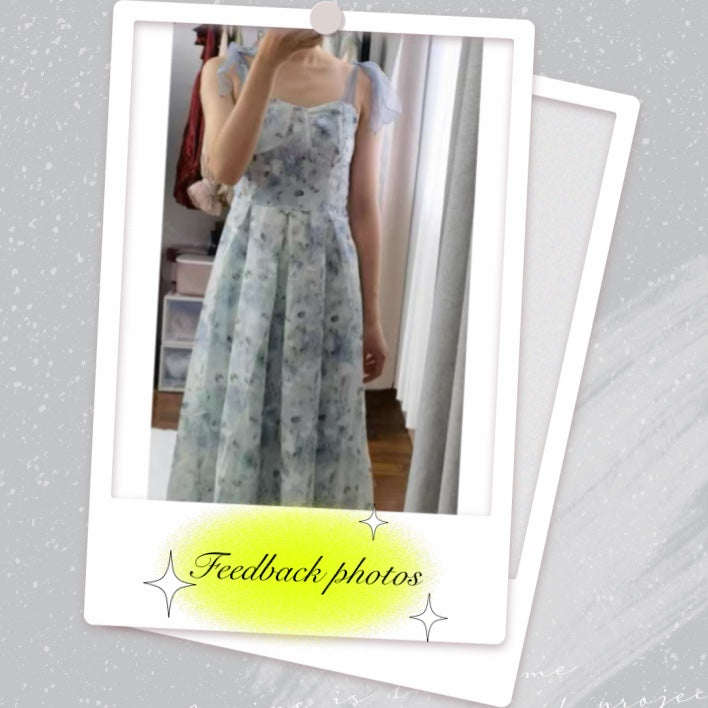 Meadow Dance Romantic Blue Floral Fairycore Dress 