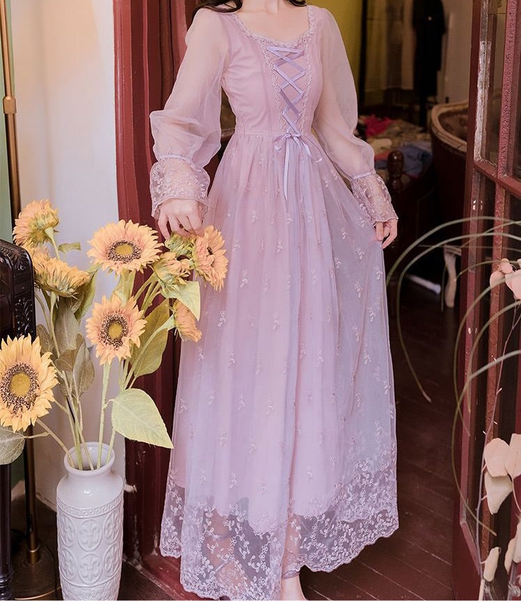 Misty Grace Romantic Vintage-Style Lace Fairy Princess Dress