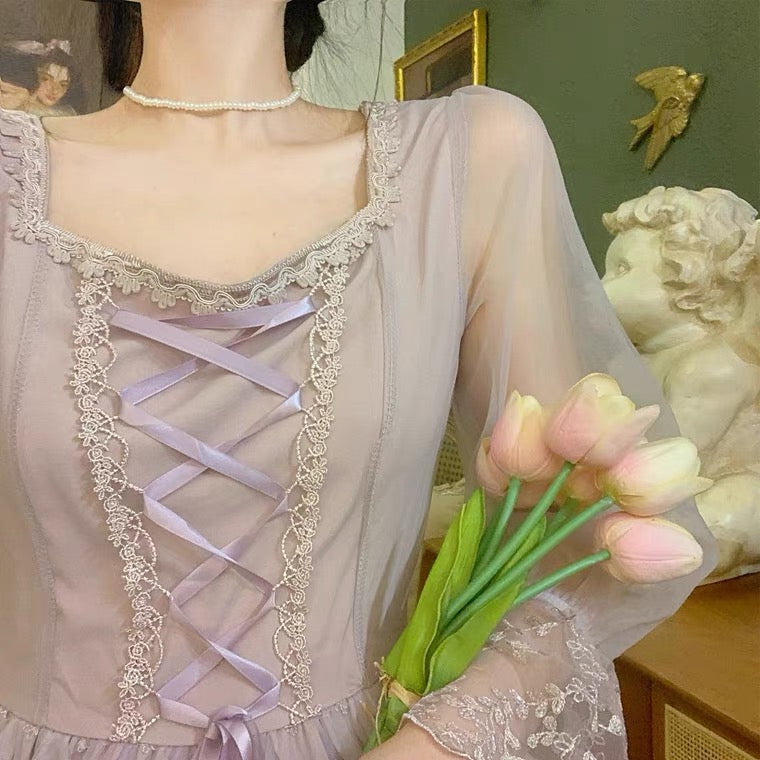 Misty Grace Romantic Vintage-Style Lace Fairy Princess Dress 