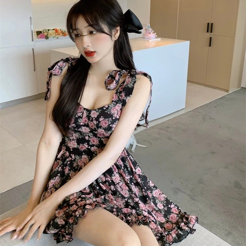 Moody Floral Grunge Mini Dress 