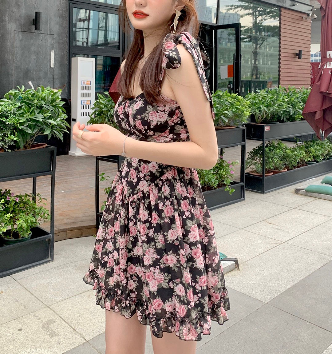 Moody Floral Grunge Mini Dress 