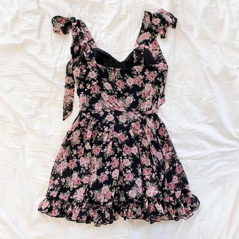 Moody Floral Grunge Mini Dress 
